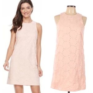 Hope & Harlow Pink Floral Eyelet Shift Dress